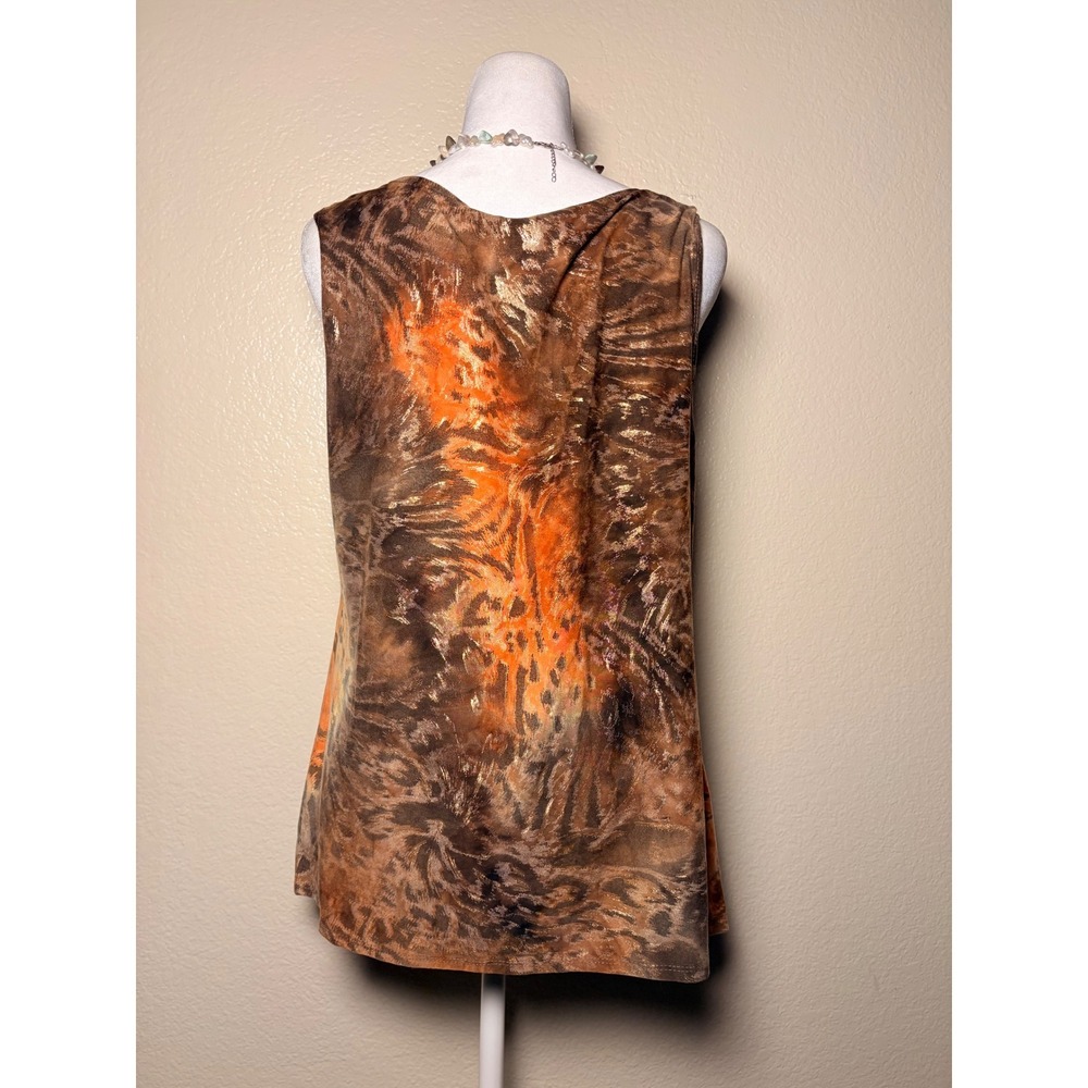 Y2K Shannon Ford New York Abstract Animal Print Cowl Neck Metallic Gold Top #10 - Picture 2 of 3